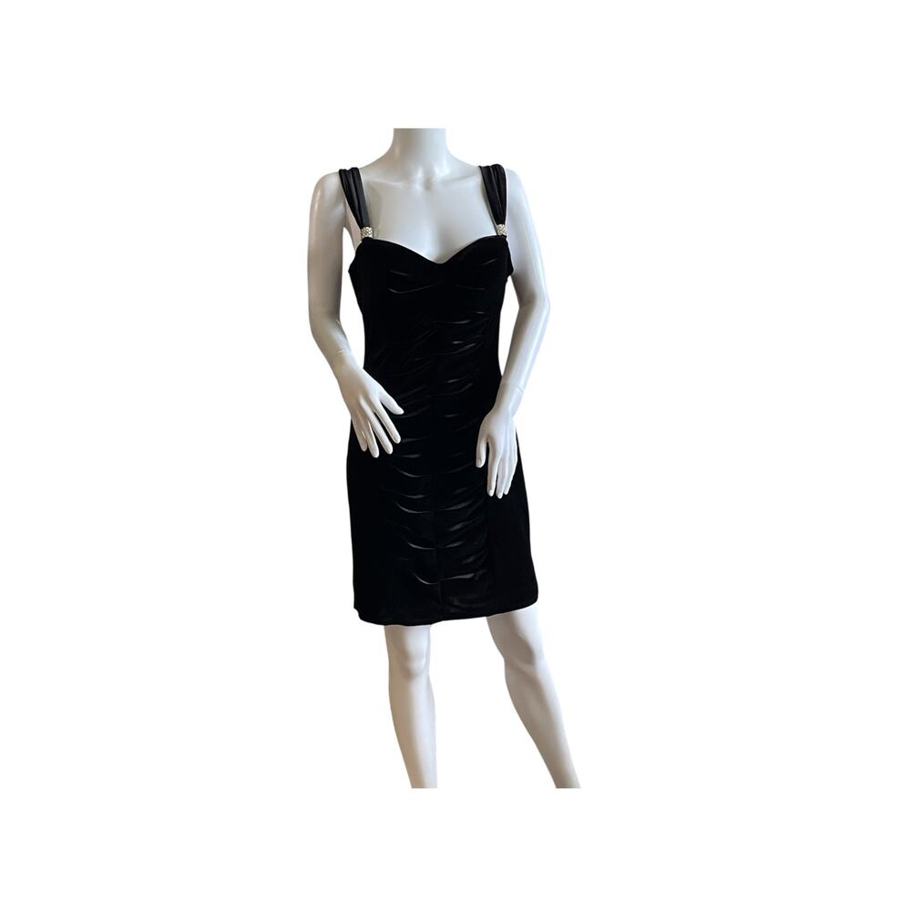 Love Tease Bodycon Bling Black Mini Party Dress Junior Pleated Scrunch Size 11